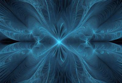 The primary subject of the image is a blue, swirling, and spiraling pattern. The setting is a blue background, which complements the vibrant colors of the pattern. The visual style is a digital art or illustration, as the pattern appears to be a digital creation. The dominant colors are blue and purple, creating a calming and serene atmosphere.