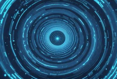 The primary subject of the image is a blue, circular, and glowing object, which appears to be a futuristic or space-themed design. The setting is a dark, blue background, which contrasts with the bright, blue object. The visual style is a combination of digital art and illustration, creating a unique and captivating scene. The colors and mood of the image are predominantly blue, giving it a calm and serene atmosphere.