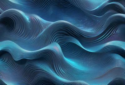 The primary subject of the image is a blue, swirling, and wavy pattern. The setting is a blue background, and the visual style appears to be a digital art or illustration. The dominant colors are blue and purple, creating a calming and serene atmosphere.
