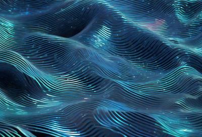 The primary subject of the image is a blue and white patterned surface, which appears to be a digital art or illustration. The setting is a blue and white ocean, creating a serene and calming atmosphere. The visual style is a combination of digital art and illustration, with the blue and white patterned surface adding a unique and artistic touch to the overall composition.