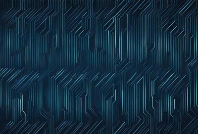 The primary subject of the image is a blue and white patterned wallpaper. The setting is a room with a blue and white tiled wall. The visual style is a digital art or illustration, creating a unique and modern appearance. The dominant colors are blue and white, giving the room a clean and sophisticated atmosphere.