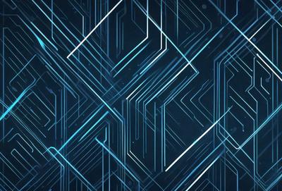 The primary subject of the image is a blue and white patterned background. The setting is a dark blue background with a pattern of blue and white lines. The visual style is a digital art or illustration, creating a futuristic and modern atmosphere. The colors and mood are predominantly blue and white, with a sense of depth and complexity.