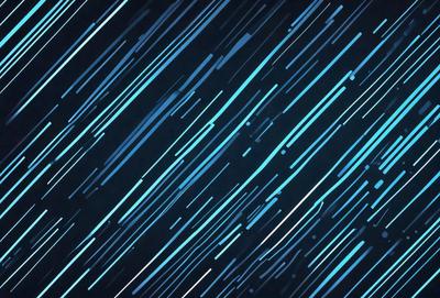 The primary subject of the image is a blue sky with a pattern of light streaks or lines. The setting is a dark background, which contrasts with the blue sky. The visual style appears to be a digital art or illustration, as the lines and patterns are created through digital means. The colors and mood of the image are predominantly blue, with a sense of depth and movement created by the light streaks.