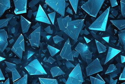 The primary subject of the image is a large number of blue triangles, which are arranged in a visually appealing manner. The setting is a dark blue background, which contrasts with the bright blue triangles. The visual style is a digital art or illustration, as the triangles are arranged in a pattern that gives the impression of a three-dimensional space. The colors and mood of the image are predominantly blue, creating a calm and serene atmosphere.