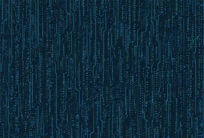 The primary subject of the image is a blue and black patterned wallpaper with a digital art or illustration style. The setting is a room with a blue and black color scheme. The visual style is a combination of digital art and illustration, creating a unique and modern appearance. The overall atmosphere is a blend of futuristic and modern elements, with a focus on the blue and black color palette.