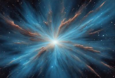 The primary subject of the image is a blue nebula, which is a cloud of gas and dust in space. The setting is a dark, starry sky, with the nebula being the main focus of the image. The visual style is a combination of a photo and digital art, creating a unique and captivating representation of the nebula. The colors and mood of the image are predominantly blue, with a sense of wonder and awe, as the viewer is drawn into the depths of the cel