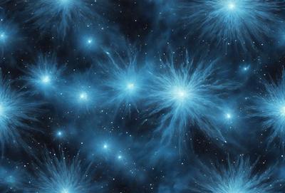 The primary subject of the image is a blue and white starry background. The setting is a night sky filled with stars, creating a serene and peaceful atmosphere. The visual style is a combination of digital art and illustration, with the blue and white colors creating a sense of depth and dimension. The overall mood of the image is calm and tranquil, invoking a sense of wonder and awe at the beauty of the night sky.