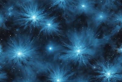 The primary subject of the image is a blue background with a pattern of white stars. The setting appears to be a night sky, with the stars creating a celestial atmosphere. The visual style of the image is a digital art or illustration, as it features a detailed and intricate pattern of stars. The colors and mood of the image are predominantly blue and serene, creating a sense of calmness and wonder.