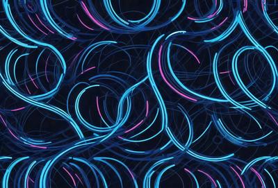 The primary subject of the image is a blue and pink patterned background. The setting is a dark background, which contrasts with the bright colors of the pattern. The visual style is a combination of digital art and illustration, creating a unique and eye-catching design. The dominant colors are blue and pink, giving the image a vibrant and lively atmosphere.