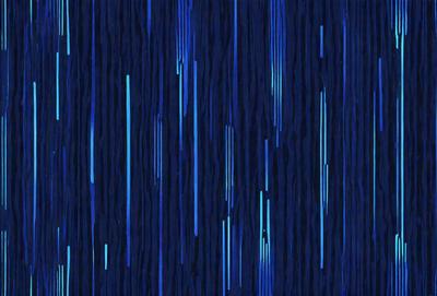 The primary subject of the image is a blue and purple patterned wallpaper. The setting is a dark room with a blue and purple color scheme. The visual style is a digital art or illustration, creating a unique and artistic atmosphere. The dominant colors and overall mood of the image are blue and purple, giving it a calming and serene appearance.