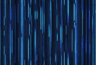 The primary subject of the image is a blue light background with a pattern of blue lines. The setting is a dark room, and the visual style appears to be a digital art or illustration. The dominant colors and overall atmosphere are blue and futuristic.