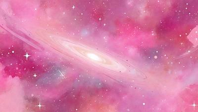The primary subject of the image is a large, pink, swirling cloud with a white center. The cloud is set against a purple background, creating a vibrant and colorful scene. The visual style of the image is a combination of digital art and illustration, giving it a unique and artistic appearance. The dominant colors in the image are pink and white, with the purple background adding a touch of contrast and depth to the scene. Overall, the image evokes a sense of wonder and exploration,