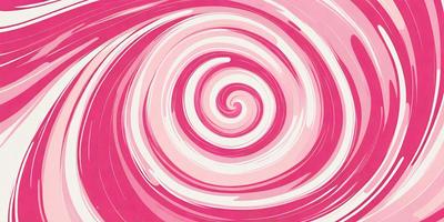 The primary subject of the image is a spiral pattern, which is the main object, scene, or focus of the image. The spiral pattern is set against a pink background, creating a visually striking contrast. The spiral pattern is depicted in a digital art style, giving it a modern and dynamic appearance. The overall atmosphere of the image is vibrant and eye-catching, with the pink color evoking a sense of warmth and energy.