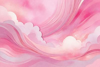 The primary subject of the image is a pink and white cloud, which is the main focus of the scene. The cloud is set against a pink background, creating a visually striking and vibrant atmosphere. The image is a digital art illustration, showcasing the artist's creativity and skill in capturing the beauty of the cloud. The colors and mood of the image are predominantly pink and whimsical, evoking a sense of wonder and delight.