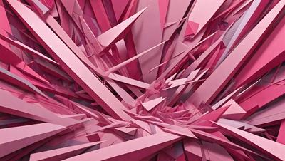 The primary subject of the image is a pink, three-dimensional sculpture or artwork. The setting is a pink background, which complements the sculpture's color. The visual style appears to be a combination of digital art and illustration, as the sculpture is depicted in a digital format. The colors and mood of the image are predominantly pink, creating a warm and inviting atmosphere.