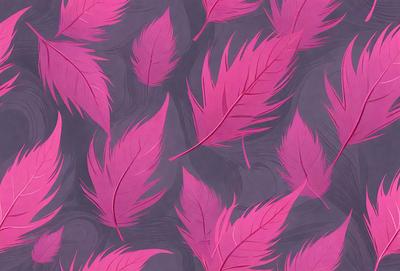 The primary subject of the image is a pattern of pink leaves, which are the main objects in the scene. The leaves are arranged in a visually appealing manner, creating a sense of depth and dimension. The setting is a gray background, which contrasts with the vibrant pink leaves, making them stand out even more. The visual style of the image is a combination of digital art and illustration, as the leaves are depicted in a detailed and realistic manner. The dominant colors in the image are pink and gray