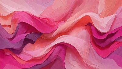 The primary subject of the image is a large, colorful, and swirling piece of artwork, possibly a painting or a digital artwork. The setting is a pink background, which adds to the overall atmosphere of the piece. The visual style appears to be a combination of photo and digital art, creating a unique and vibrant appearance. The colors and mood of the image are predominantly pink, which gives the artwork a warm and inviting feel.