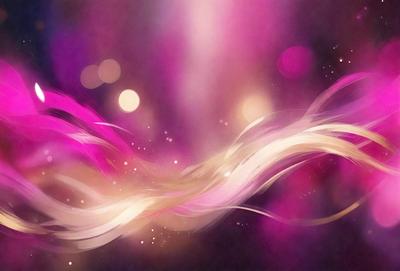 The primary subject of the image is a woman with blonde hair. She is depicted in a pink and purple color scheme, which gives the image a warm and vibrant atmosphere. The setting appears to be a room with a pink background, and the visual style is a combination of digital art and illustration. The woman's hair is flowing and appears to be in motion, adding a dynamic element to the image.