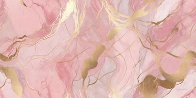 The primary subject of the image is a close-up of a pink and gold patterned wallpaper. The setting is a room with a pink and gold wallpapered wall. The visual style is a combination of digital art and illustration, creating a unique and artistic appearance. The dominant colors in the image are pink and gold, giving the scene a warm and inviting atmosphere.