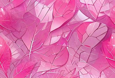 The primary subject of the image is a close-up of a pink leaf, which is the main focus of the image. The setting is a pink background, which adds to the overall mood of the image. The visual style is a combination of a photo and digital art, creating a unique and eye-catching design. The colors and mood of the image are predominantly pink, giving it a warm and inviting atmosphere.