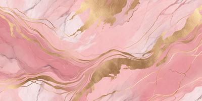 The primary subject of the image is a pink and gold marbled paper, which is the main focus of the image. The setting is a pink and gold marbled paper, and the visual style is a digital art. The dominant colors are pink and gold, creating a warm and elegant atmosphere.