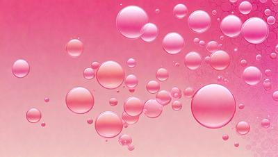 The primary subject of the image is a close-up of a pink background with numerous small bubbles floating on it. The setting is a pink background, and the visual style appears to be a digital art or illustration. The colors and mood of the image are predominantly pink, creating a warm and inviting atmosphere.