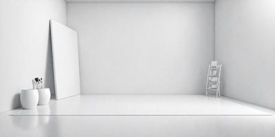 The primary subject of the image is a white wall. The setting is a room with a white wall, and the visual style is a photo. The colors and mood of the image are predominantly white, creating a clean and minimalist atmosphere.