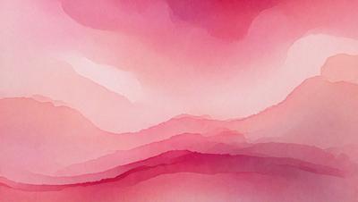 The primary subject of the image is a mountain range, with a pinkish hue. The setting is a cloudy sky, creating a dramatic backdrop for the mountains. The visual style is a combination of digital art and illustration, giving the image a unique and artistic appearance. The dominant colors are pink and purple, creating a warm and serene atmosphere.