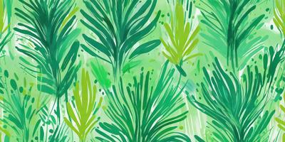 The image features a green and white patterned background with a variety of green leaves. The leaves are scattered throughout the scene, creating a lush and vibrant atmosphere. The primary subject of the image is the green leaves, which are the main focus and dominate the visual style. The setting appears to be a natural environment, possibly a forest or a garden, with the leaves providing a sense of freshness and growth. The colors and mood of the image are predominantly green, which adds to the overall sense of tranquility