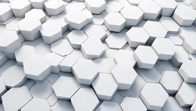 The primary subject of the image is a large white hexagonal pattern, which is the main focus of the image. The setting is a white background, which provides a clean and minimalistic environment for the pattern. The visual style is a digital art, as the hexagons are arranged in a complex and intricate manner. The colors and mood of the image are predominantly white, giving it a clean and modern appearance.