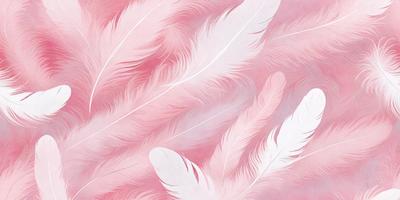 The primary subject of the image is a close-up of a pink feather. The setting is a pink background, which creates a visually striking contrast with the feather. The visual style is a combination of a photo and a drawing, giving the image a unique and artistic appearance. The colors and mood of the image are predominantly pink, creating a warm and inviting atmosphere.
