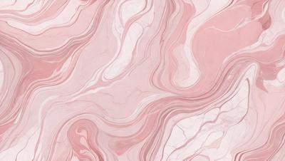 The primary subject of the image is a pink marbled wall with a pattern of swirls and waves. The setting is a room with the marbled wall as the main focus. The visual style is a close-up of the wall, showcasing the intricate design. The colors and mood of the image are predominantly pink, creating a warm and inviting atmosphere.