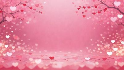 The primary subject of the image is a pink background with hearts scattered across it. The setting is a pink background with hearts scattered across it. The visual style is a photo. The colors and mood are predominantly pink, creating a warm and romantic atmosphere.