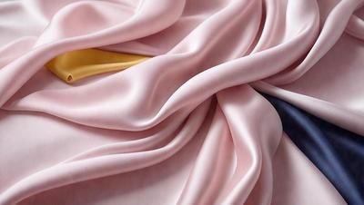 The primary subject of the image is a piece of pink fabric. The setting is a close-up view of the fabric, showcasing its texture and color. The visual style is a realistic representation of the fabric, with no indication of digital art or illustration. The colors and mood of the image are predominantly pink, creating a warm and inviting atmosphere.