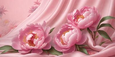 The primary subject of the image is a painting of three pink flowers. The flowers are depicted in a vibrant pink color, and they are placed against a pink background. The visual style of the painting suggests that it is a digital art or illustration, as the colors and details are well-defined and realistic. The overall atmosphere of the painting is warm and inviting, with the pink flowers symbolizing love, beauty, and happiness.