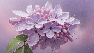 The primary subject of the image is a bouquet of purple flowers, which are the main focus of the scene. The flowers are set against a purple background, creating a visually appealing contrast. The image is a digital artwork, showcasing the artist's skill in capturing the beauty of the flowers. The colors in the image are predominantly purple, creating a serene and calming atmosphere.