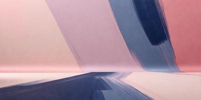 The primary subject of the image is a colorful, abstract painting. The setting is a wall, and the visual style is a combination of digital art and illustration. The painting features a variety of colors, creating a vibrant and lively atmosphere.