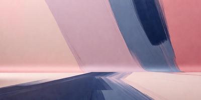 The primary subject of the image is a colorful, abstract painting. The setting is a white wall, and the visual style is a combination of digital art and illustration. The painting features a variety of colors, creating a vibrant and lively atmosphere.