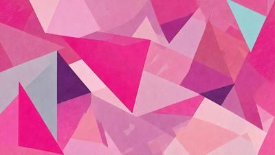 The primary subject of the image is a pink and purple geometric pattern. The setting is a colorful background, and the visual style is a combination of digital art and illustration. The dominant colors are pink and purple, creating a warm and vibrant atmosphere.
