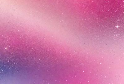 The primary subject of the image is a pink and purple background with a starry pattern. The setting is a space-themed environment, and the visual style appears to be a combination of a photo and digital art. The dominant colors are pink and purple, creating a warm and inviting atmosphere.