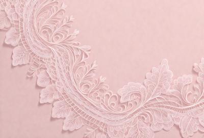 The primary subject of the image is a lace pattern, which is the main object, scene, or focus of the image. The setting is a pink background, and the visual style is a close-up of the lace pattern. The colors and mood of the image are predominantly pink, giving it a warm and delicate atmosphere.
