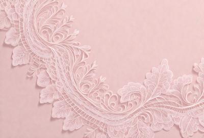 The primary subject of the image is a lace pattern, which is the main object, scene, or focus of the image. The setting is a pink background, and the visual style is a close-up of the lace pattern. The colors and mood of the image are predominantly pink, giving it a warm and delicate atmosphere.