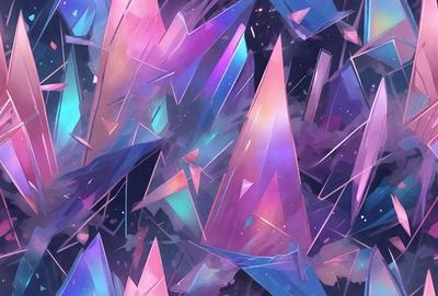 The primary subject of the image is a colorful, abstract design featuring a mix of pink, purple, and blue colors. The setting is a dark background, which contrasts with the vibrant colors of the design. The visual style is a combination of digital art and illustration, creating a unique and eye-catching pattern. The overall atmosphere is lively and energetic, with the colors and design elements working together to create a captivating and memorable image.