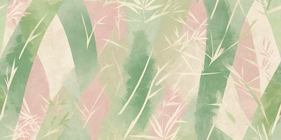 The image features a green and pink plant with long, thin leaves. The plant is the primary subject of the image, and it is set against a backdrop of a green and pink pattern. The visual style of the image is a combination of a photo and a digital art, illustration, or drawing. The colors and mood of the image are predominantly green and pink, creating a lively and vibrant atmosphere.