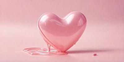The primary subject of the image is a pink heart-shaped object, which appears to be a piece of art or a sculpture. The heart is placed on a pink background, which adds to the overall mood and atmosphere of the image. The visual style of the image is a combination of photo and digital art, creating a unique and eye-catching piece. The colors and mood of the image are predominantly pink, which gives it a warm and inviting feel.