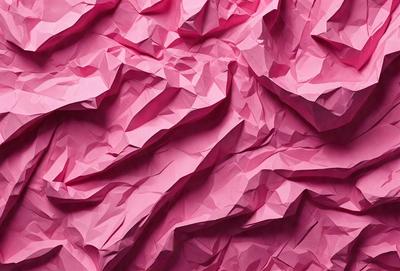The primary subject of the image is a large, pink, textured surface that resembles a piece of art or a sculpture. The setting is a room with a pink wall, and the visual style appears to be a combination of digital art and illustration. The colors and mood of the image are predominantly pink, creating a warm and inviting atmosphere.