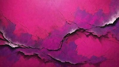 The primary subject of the image is a large, purple painting with a pink background. The painting features a purple and pink color scheme, creating a vibrant and lively atmosphere. The setting is a wall, and the visual style appears to be a painting or drawing, rather than a photo or digital art. The colors and mood of the painting evoke a sense of creativity and artistic expression.