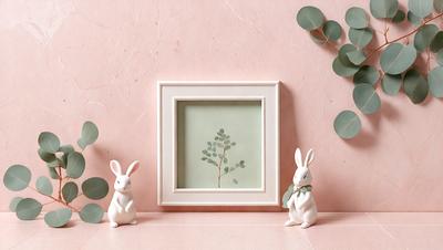 The primary subject of the image is a framed picture of a tree, which is displayed on a pink wall. The setting is a room with a pink background, and the visual style is a photo. The colors and mood of the image are predominantly pink, creating a warm and inviting atmosphere.