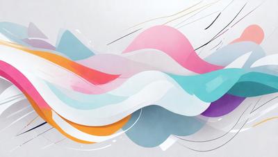 The primary subject of the image is a colorful, abstract artwork featuring a mix of pink, blue, and yellow colors. The setting is a white background, which provides a clean and minimalist appearance. The visual style is a combination of digital art and illustration, creating a unique and eye-catching design. The colors and mood of the artwork are vibrant and lively, evoking a sense of energy and creativity.