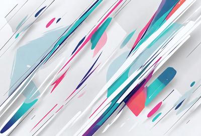 The primary subject of the image is a colorful, abstract artwork featuring a mix of blue, pink, and white colors. The setting is a white background, which provides a clean and minimalist appearance. The visual style is a combination of digital art and illustration, creating a vibrant and dynamic piece of art. The colors and mood of the image are lively and energetic, with the blue, pink, and white colors creating a sense of movement and dynamism.
